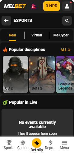 E-Sports at Melbet Casino