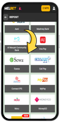 Select a deposit method