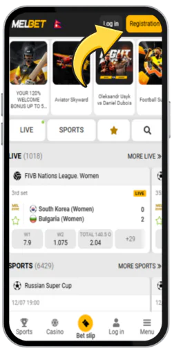 Registration on Melbet