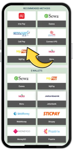 Withdrawal method selection